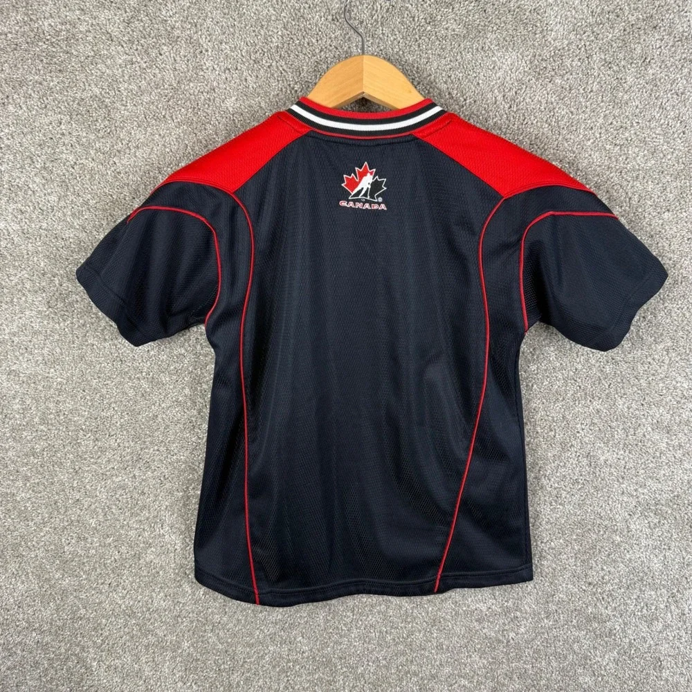 Nike Team Canada Hockey Jersey Youth Medium 12/14 Black Red Short‎ Sleeve Mesh